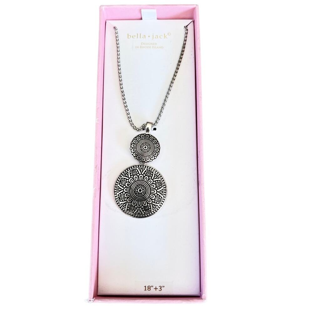 Bella and Jack silver tone tribal circular necklace